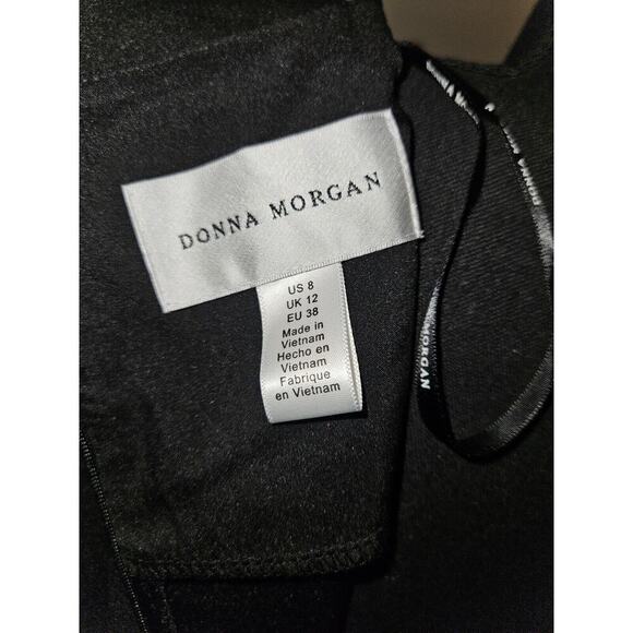 NWT! Donna Morgan Crew Neck Circular Flounce Sleeve Solid Crepe Dress Sz 8 - Picture 9 of 11